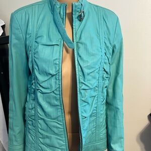 Ponto Women's Mint Green Leather Feeling Jacket